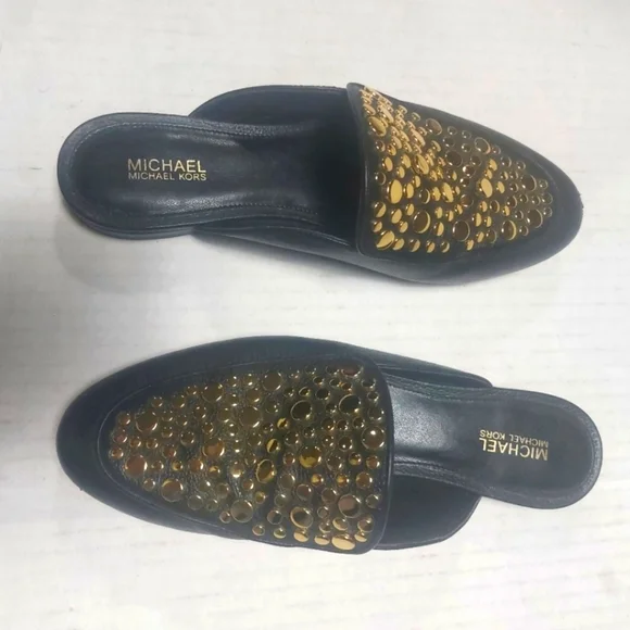 Michael Kors Black Leather Slip-On Loafers with Gold Accent Michael Kors | Shoes | Michael Kors Black Loafers With Gold  main image 4